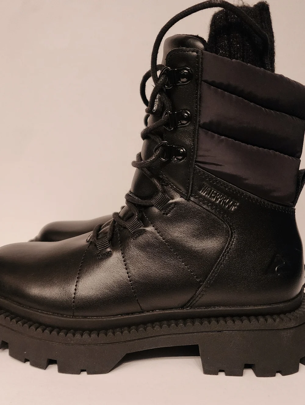 OZARK TRAIL Woman's Snow Waterproof Leather Combat Boots In Black